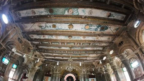 Weathered Interior of Durga Temple in Rajnagar, Bihar 库存照片