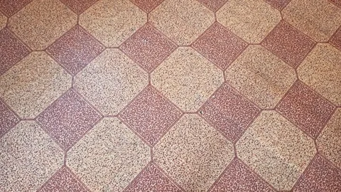 Weathered Linoleum Floor Featuring Square Pattern Design Stock Footage 339758770