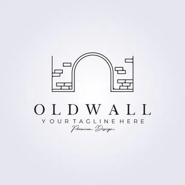 Weathered, old, ancient wall logo outline vector illustration design Stock Illustration