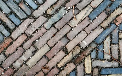 Weathered Old Bricks Pavement Texture Background Detail Rustic Cobblestone .. Stock Photos