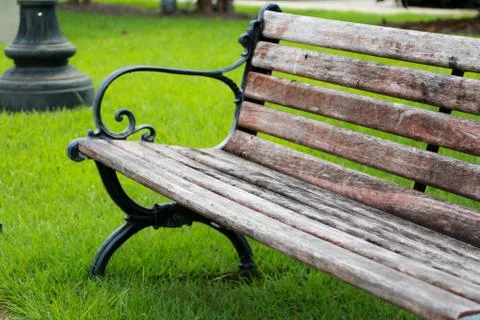 Weathered park bench 스톡 사진