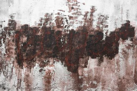 Weathered Plaster Wall with Rust Stains and Peeling Paint Texture Stock Photos