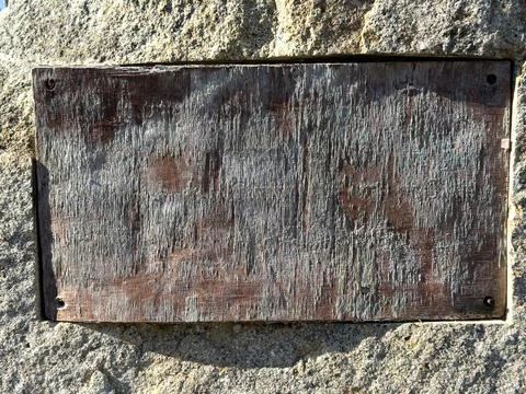 A weathered, rectangular wooden plaque, devoid of text Stock Photos