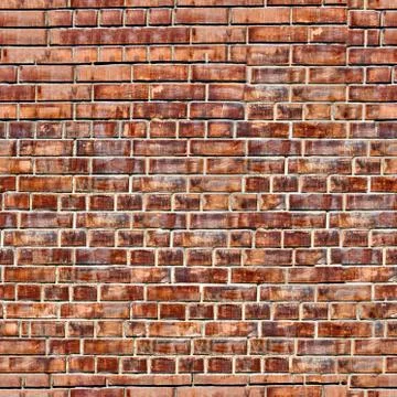 Weathered red brick wall texture seamlessly tileable Stock Photos