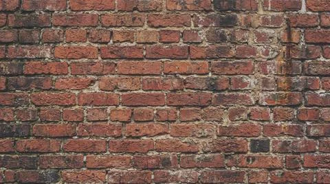 Weathered Red Brick Wall Texture Background Old Rustic Building Exterior. Fotos Stock