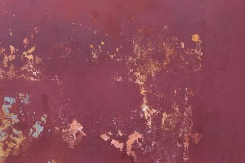 Weathered red wall texture with peeling paint Stock Photos