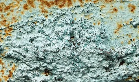 Weathered Rust and Peeling Paint Texture on Metal Surface with Cracks and C.. Fotos Stock