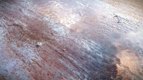 Weathered Rust Surface with Slow Motion Rain Ripple Background 3D Animation Stock Footage 334699704