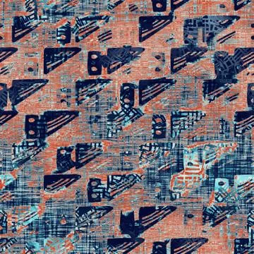 Weathered rustic coastal style distressed woven texture. Nautical blue red Stock Illustration