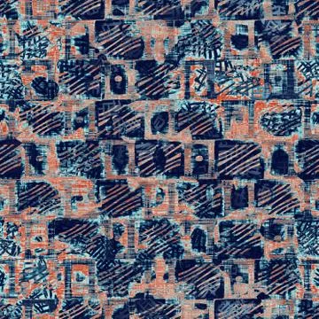 Weathered rustic coastal style distressed woven texture. Nautical blue red Stock Illustration