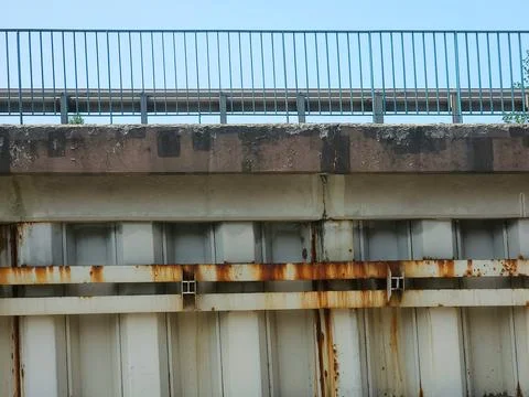 Weathered rusty bridge wall Stock Photos