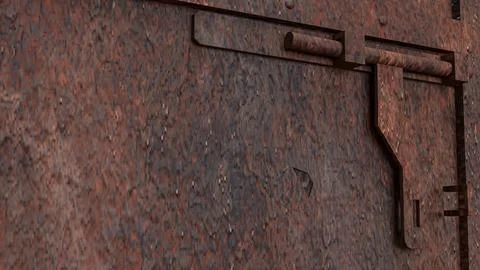 Weathered Rusty Metal Door Texture Background 3d render. Stock Photos