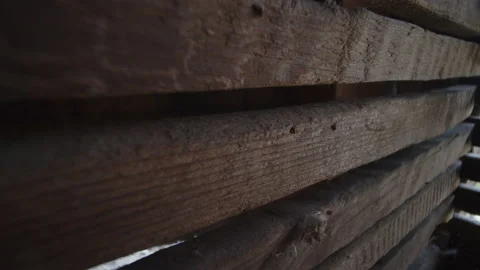 Weathered slat wall surface 4K tilting video Stock Footage 201001248