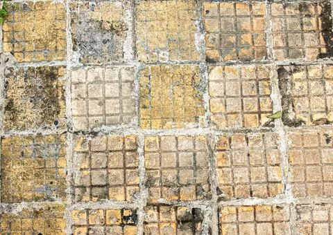 Weathered Square Tile Pavement Texture Background Stock Photos