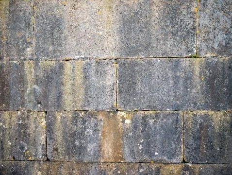 Weathered Stone Block Wall Texture Background Stockfoto's