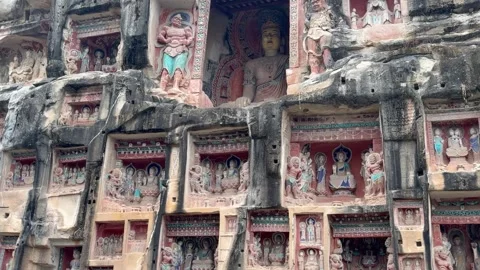 Weathered Stone Carvings Heritage Wall 動画素材 337861053