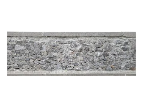 Weathered stone wall is isolated. Stock Photos