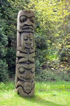 Weathered totem pole Stock Photos