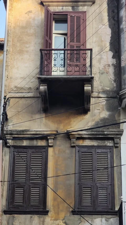 Weathered wall with a balcony Stock-Footage 314500576