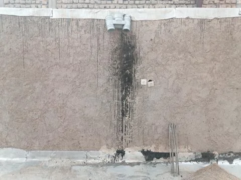 Weathered Wall with bitumen Stains  Stock-Fotos