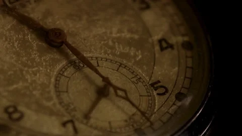 Weathered watch face with sub dial ticking second hand Stock Footage 329595705