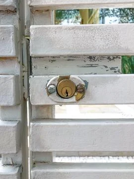 Weathered White Gate Lock Stock Photos