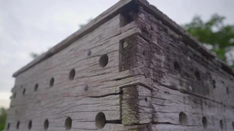 Weathered Wood Corner Joint Stock Footage 158247817