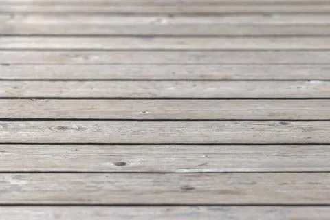 Weathered wooden deck planks, selective focus 스톡 사진
