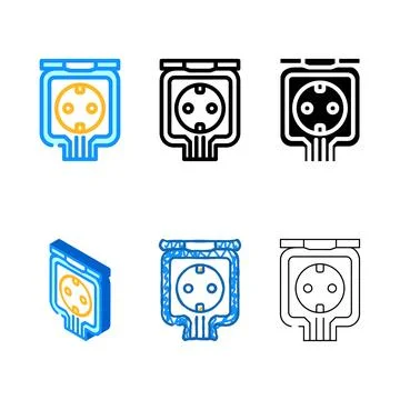 Weatherproof socket styles color icon vector Stock Illustration