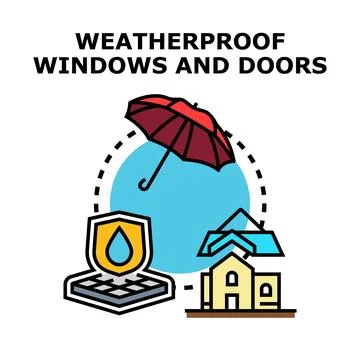 Weatherproof windows and doors concept illustration Stock Illustration