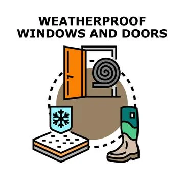 Weatherproof windows and doors concept vector design Ilustración de archivo