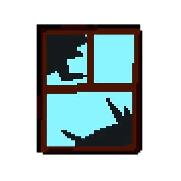 Weatherproofing broken wood windows pixel art vector illustration Stock Illustration