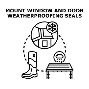 Weatherproofing seals protecting house from elements concept Stock Illustration