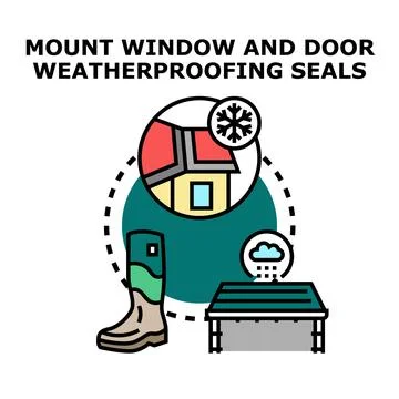 Weatherproofing seals protecting house from elements concept Stock-Illustration