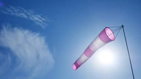 Weathervane at the airport develops in the wind Video stock 94590187