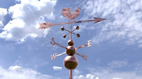 Weathervane cockerel clouds loop Stock Footage 89083974