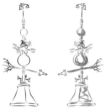 Weathervane line drawing Stock Illustration