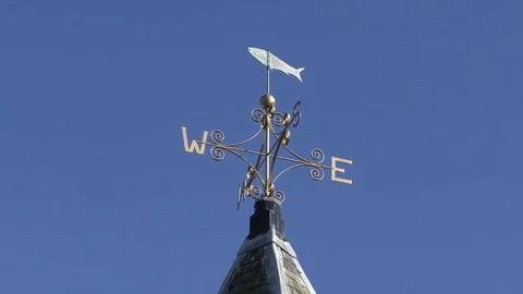 Weathervane weather vane fish deep blue sky Stock Footage 82575190
