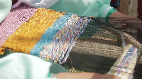 Weave carpet by hand the old way Stock Footage 63584106