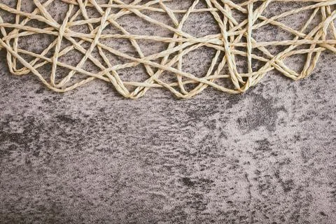 Weave pattern, gray background, vintage frame. Copy space. Stock Photos
