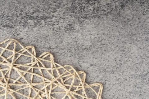 Weave pattern, gray background, vintage frame. Copy space. Stock Photos