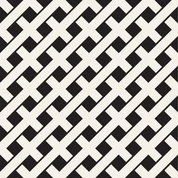 Weave Seamless Pattern. Stylish Repeating Texture. Black and White Geometric Illustrazione stock