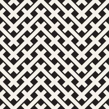 Weave Seamless Pattern. Stylish Repeating Texture. Black and White Geometric Illustrazione stock