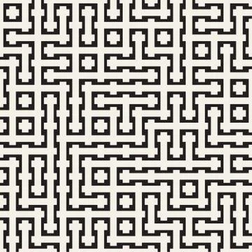 Weave Seamless Pattern. Stylish Repeating Texture. Black and White Geometric Illustrazione stock