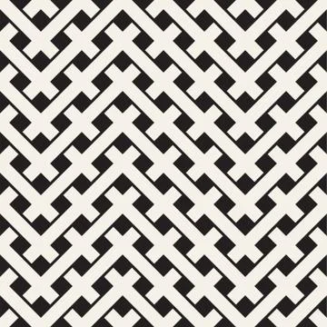Weave Seamless Pattern. Stylish Repeating Texture. Black and White Geometric Illustrazione stock
