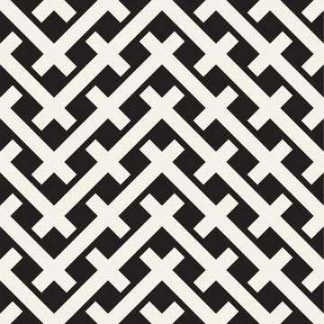 Weave Seamless Pattern. Stylish Repeating Texture. Black and White Geometric 스톡 일러스트