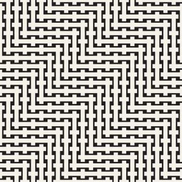 Weave Seamless Pattern. Stylish Repeating Texture. Black and White Geometric 스톡 일러스트