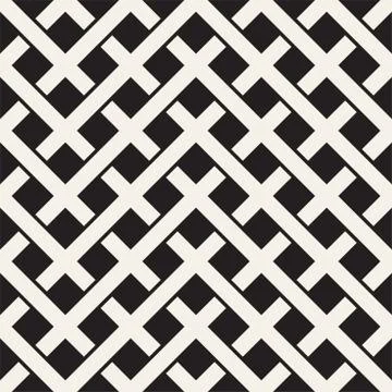 Weave Seamless Pattern. Stylish Repeating Texture. Black and White Geometric 스톡 일러스트
