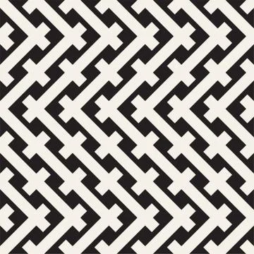 Weave Seamless Pattern. Stylish Repeating Texture. Black and White Geometric 스톡 일러스트
