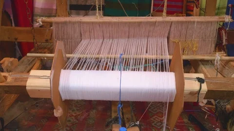 Weaver loom for making carpets Stock Footage 104559515